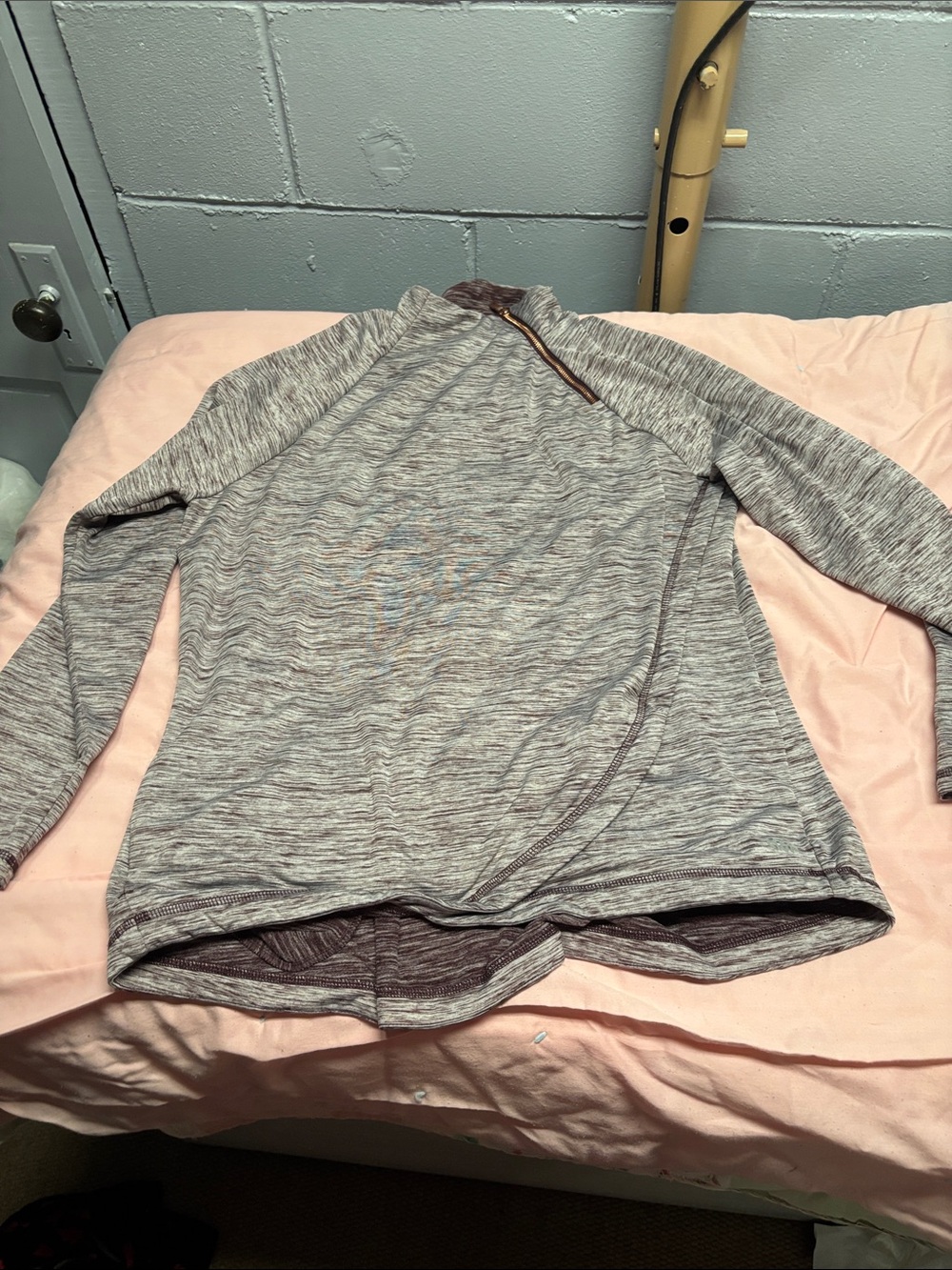 Heathered Grey Pullover Half-Zip Top
